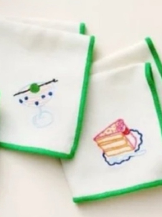 kate spade Other - Kate Spade New York set of 4 Embroidered Cocktail Napkins  Handkerchiefs NWT
